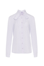 Классическая женская рубашка CORA белого цвета с бантом - поясом Garne 3042022 фото №11
