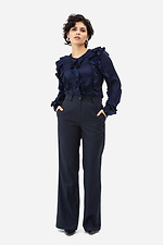 Женские классические брюки DJYDI с небольшим клешем темно-синего цвета. Garne 3042028 фото №2