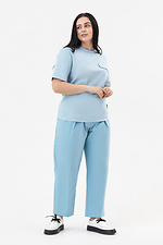 Жіноча футболка блакитного кольору з декоративною кишенею Garne 3042029 фото №10