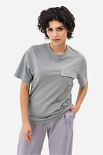 Жіноча футболка сірого кольору з декоративною кишенею Garne 3042030 фото №4