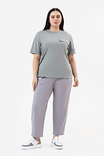 Жіноча футболка сірого кольору з декоративною кишенею Garne 3042030 фото №6