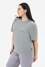Жіноча футболка сірого кольору з декоративною кишенею Garne 3042030 фото №8