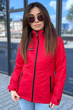 Короткая осенняя куртка парка красного цвета с капюшоном AllReal 8042031 фото №1