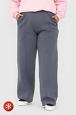 Утепленные прямые брюки на флисе темно-серого цвета Garne 3041034 фото №1