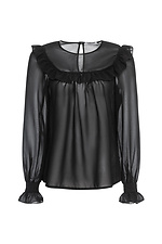 Женская блузка с рюшей черного цвета Garne 3042034 фото №8