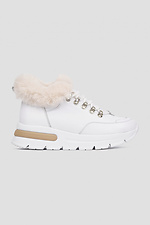 Зимові жіночі шкіряні кросівки білі на хутрі  4206035 фото №2