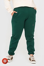 Утеплені штани на флісі з кишенями смарагдового кольору Garne 3041040 фото №1