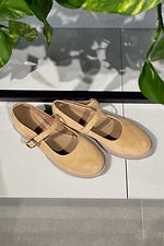 Кожаные велюровые туфли песочного цвета с пряжкой Garne 3200042 фото №2
