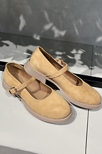 Кожаные велюровые туфли песочного цвета с пряжкой Garne 3200042 фото №3