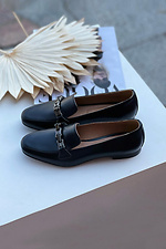 Женские кожаные туфли на низком ходу черного цвета. Garne 3200045 фото №1