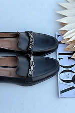 Жіночі шкіряні туфлі на низькому ходу чорного кольору Garne 3200045 фото №4