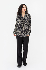 Жіноча блуза GERTIE з зав'язкою чорного кольору в квіти Garne 3042049 фото №2