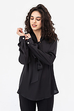 Жіноча блуза GERTIE чорного кольору з зав'язкою Garne 3042051 фото №5