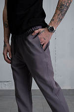 Коттоновые классические брюки с затяжками на поясе Without 8055061 фото №7