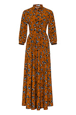 Приталенное платье MICHELLE коричневого цвета в черном узоре Garne 3042062 фото №7