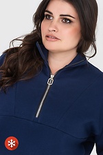 Утепленная женская кофта KAROLINA синего цвета, стойка воротник на молнии Garne 3041063 фото №5