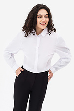 Жіноча укорочена сорочка CINDY з широкими рукавами білого кольору Garne 3042066 фото №1