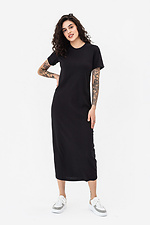 Трикотажна сукня GYNAR в рубчик чорного кольору Garne 3042070 фото №1
