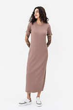 Трикотажна сукня GYNAR в рубчик бежевого кольору Garne 3042071 фото №2