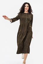 Вельветовое платье AUCHE темно-зеленого цвета с воланами Garne 3042077 фото №6