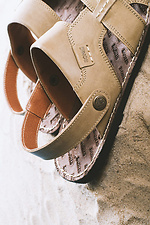 Мужские кожаные сандалии летние Bonis Original 25 оливковые.  8018079 фото №5