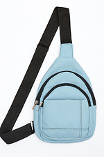 Маленькая сумка через плечо слинг голубого цвета на широком ремешке SamBag 8045082 фото №1