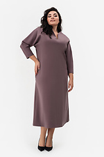 Жіноча класична сукня фіолетового кольору А-силуету з укороченими рукавами Garne 3042086 фото №2