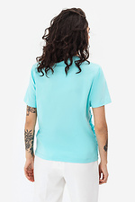 Трикотажная футболка ARYA бирюзового цвета с голубым кружевным полотном Garne 3042097 фото №6