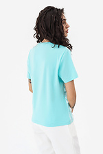 Трикотажная футболка ARYA бирюзового цвета с белым кружевным полотном Garne 3042098 фото №4