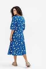 Платье с пышными рукавами синего цвета в цветочный принт. Garne 3041099 фото №3