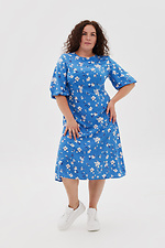 Платье с пышными рукавами синего цвета в цветочный принт. Garne 3041099 фото №7