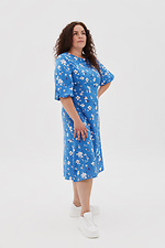 Платье с пышными рукавами синего цвета в цветочный принт. Garne 3041099 фото №9