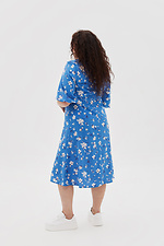 Платье с пышными рукавами синего цвета в цветочный принт. Garne 3041099 фото №10