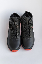 Зимові шкіряні черевики для підлітків чорні  8019101 фото №4