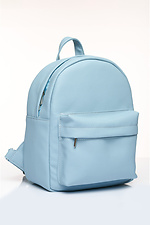 Жіночий маленький рюкзак блакитного кольору із зовнішньою кишенею на блискавці SamBag 8045104 фото №2