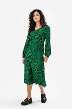 Шелковое платье SELESTA зеленого цвета с полосатым принтом Garne 3041106 фото №1