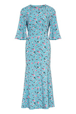 Платье AMBERLY силуэта Годе голубого цвета в цветы с пышными рукавами. Garne 3042108 фото №9