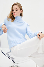 Голубой шерстяной свитер с высоким горлом  4038109 фото №1