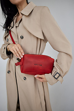Маленька сумка крос - боді з натуральної шкіри червоного кольору з довгим ремінцем Garne 3300111 фото №1