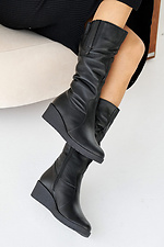 Жіночі шкіряні черевики зимові чорні  2505114 фото №3