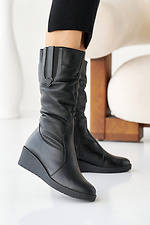 Жіночі шкіряні черевики зимові чорні  2505114 фото №5