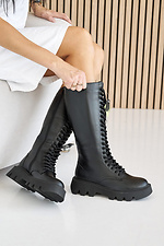 Жіночі черевики шкіряні зимові чорного кольору  2505118 фото №9