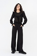 Широкие прямые брюки COLETTE черного цвета с квадратными карманами Garne 3042122 фото №11