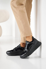 Жіночі шкіряні весняно-осінні кросівки чорного кольору.  2505123 фото №9