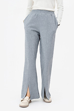 Теплые брюки прямого кроя TESSA серого цвета с разрезами снизу Garne 3042124 фото №1