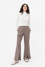 Теплые брюки прямого кроя TESSA бежевого цвета с разрезами снизу Garne 3042125 фото №2