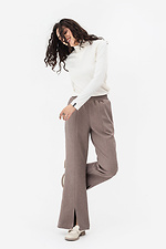 Теплі штани прямого крою TESSA бежевого кольору з розрізами знизу Garne 3042125 фото №4