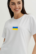 Белая хлопковая футболка с патриотическим принтом Garne 9000125 фото №1