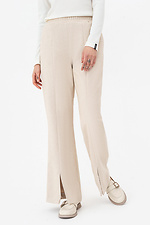 Теплые брюки прямого кроя TESSA молочного цвета с разрезами снизу Garne 3042126 фото №1