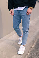 Голубые джинсы мом стрейчевые весенние  4009139 фото №3
